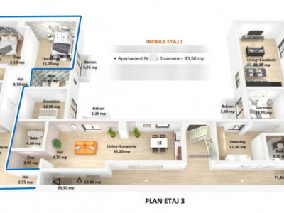 Ultimul apartament cu 3 camere | Bloc nou | 93mp | Garaj | Someseni!
